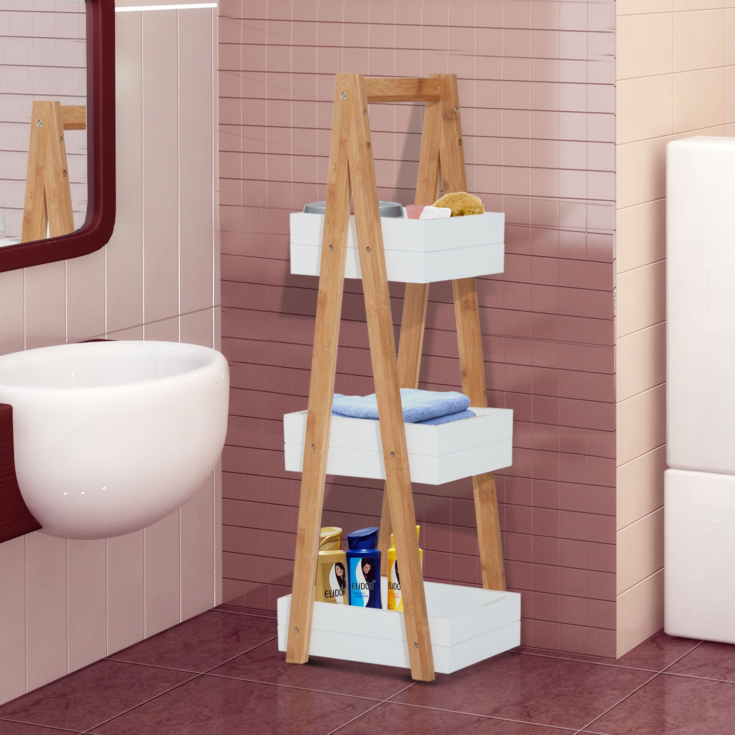 3 Tier A Frame Bathroom Storage Shelves - Home Deals