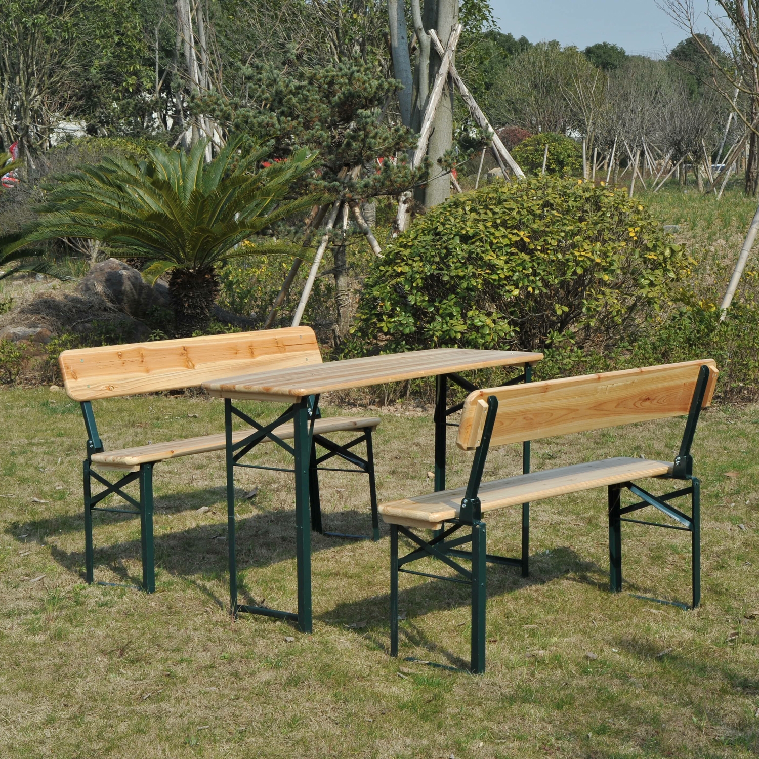 Portable Folding Camping Table and 2 Bench Set - The Garden Savant