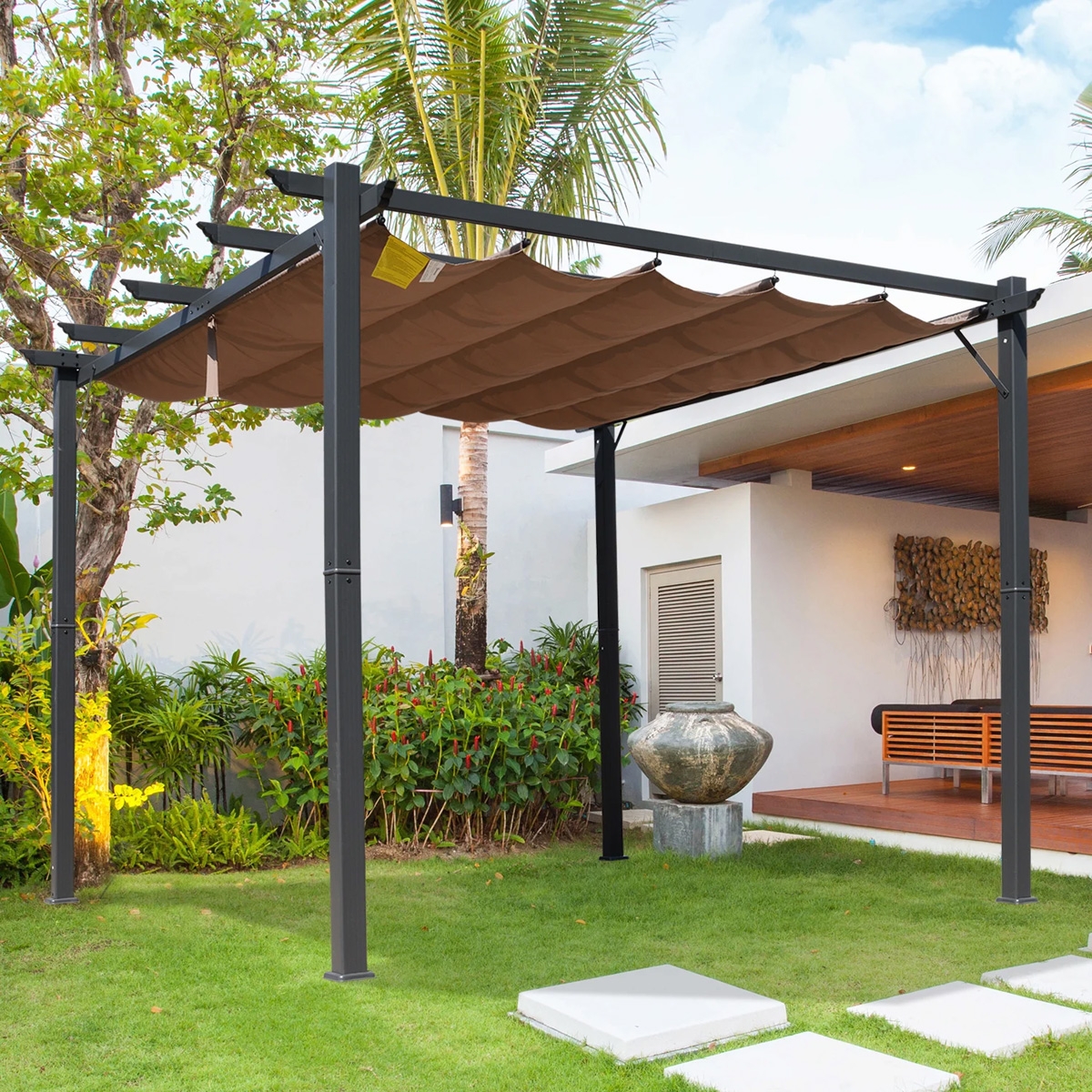 Pergola Awning - Brown/Black - The Garden Savant
