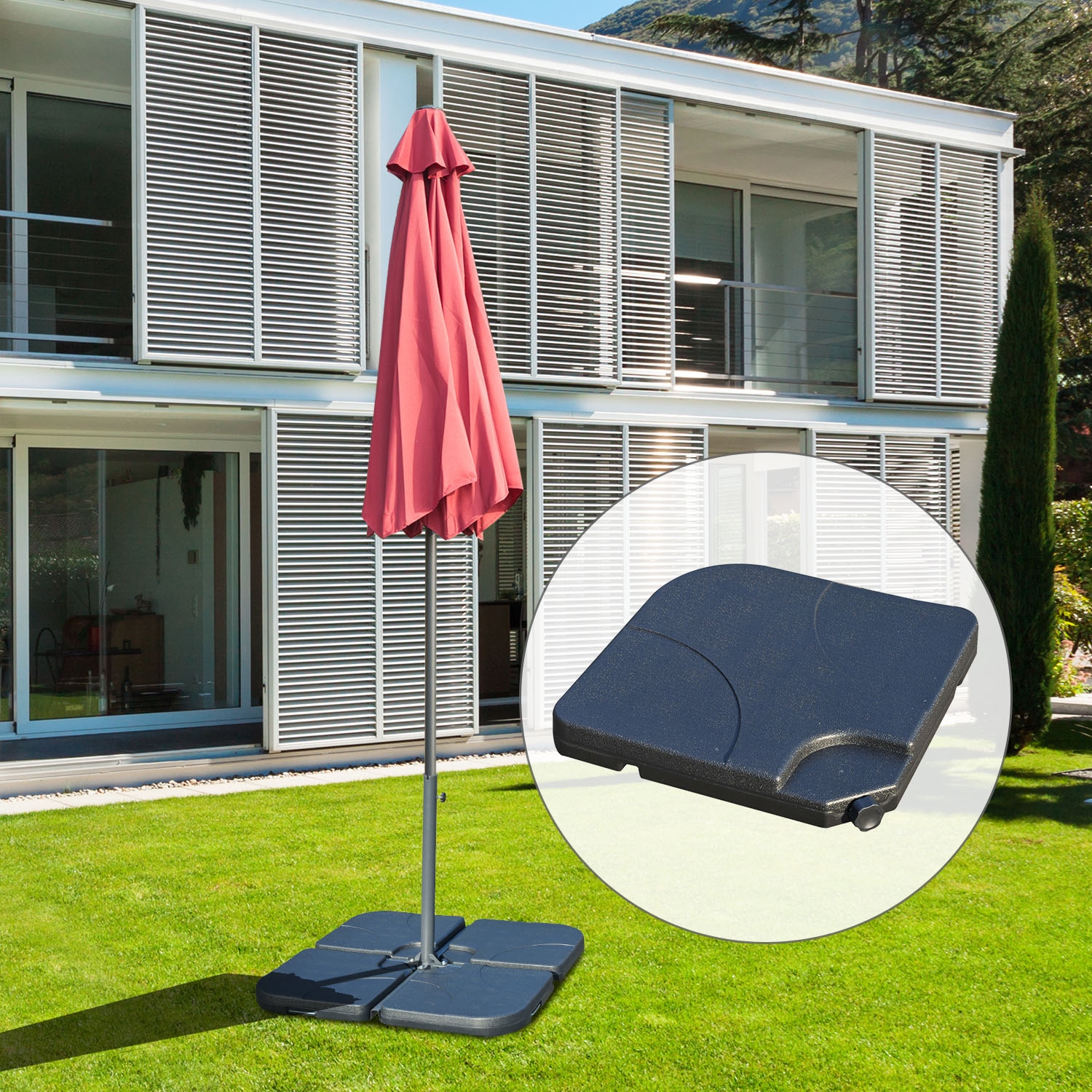 4pc Fillable Cantilever Parasol Base Cross Stand 15L each - The Garden Savant