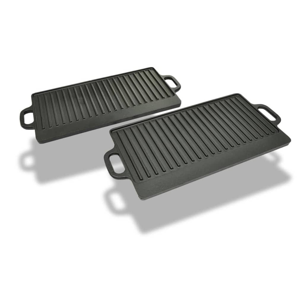 Grill Platter 2 pcs Cast Iron Reversible 38x23 cm - Design Hut