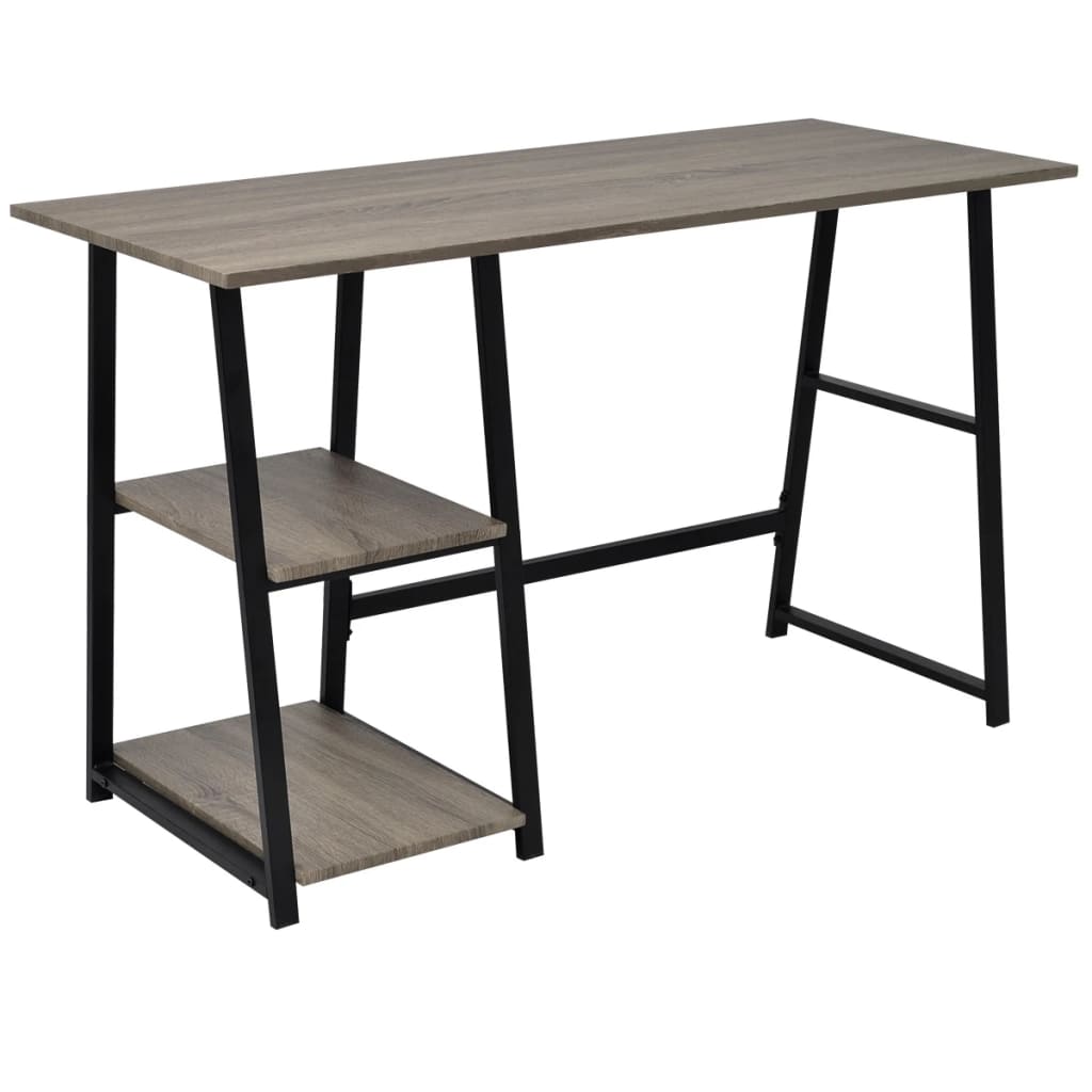 Desk with 2 Shelves Grey and Oak - Sid & Sam