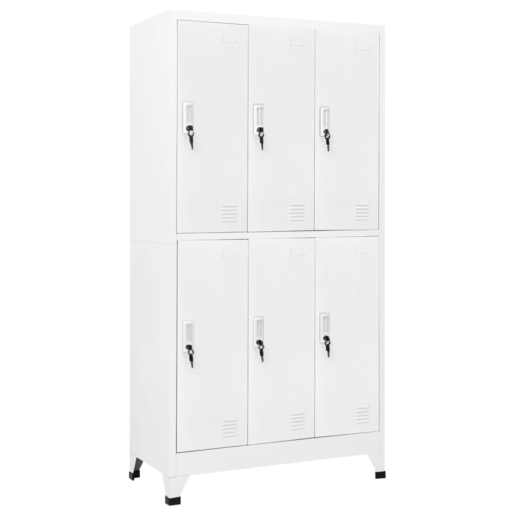 Locker Cabinet with 6 Compartments Steel 90x45x180 cm Grey - Merlin Deals
