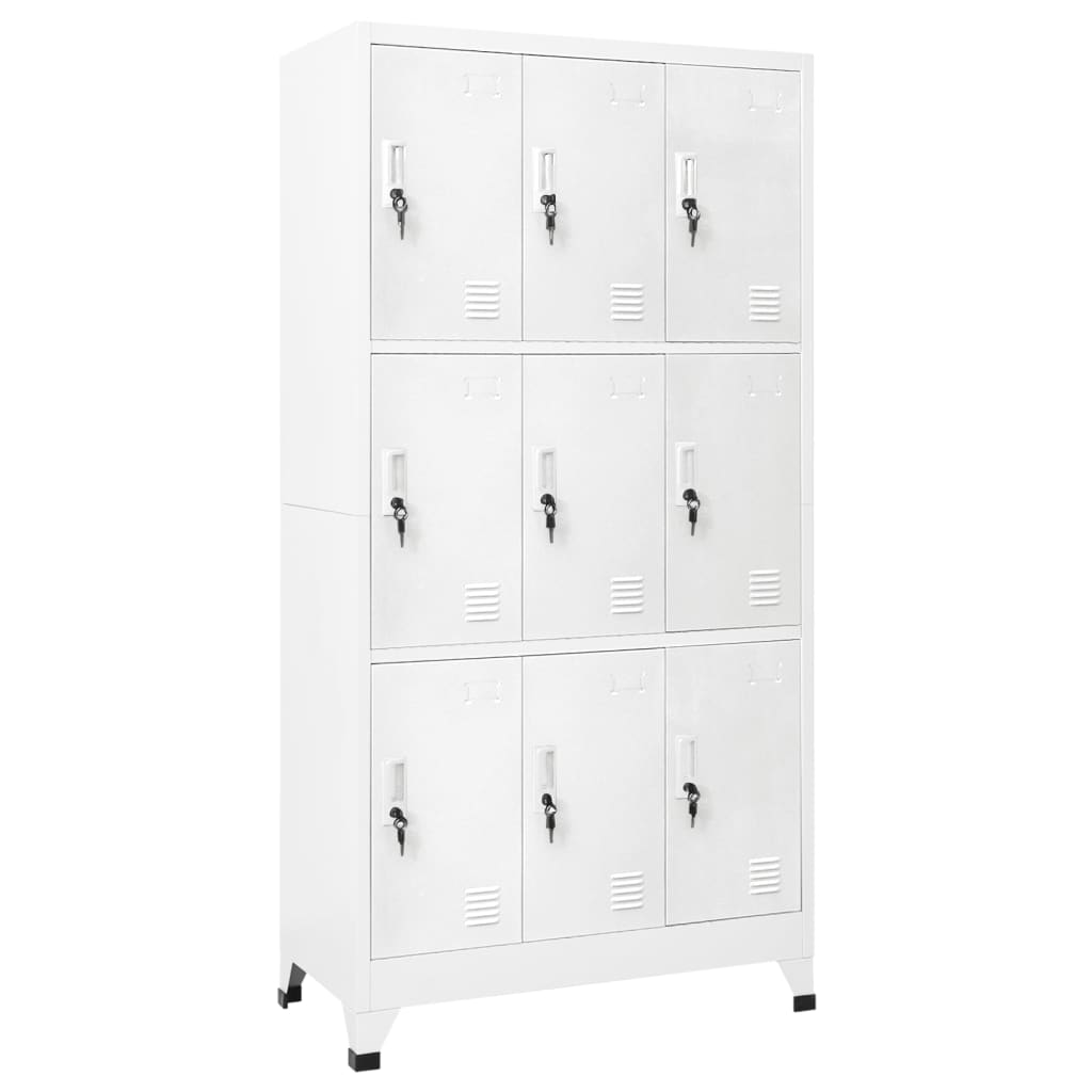 Locker Cabinet with 9 Compartments Steel 90x45x180 cm Grey - The Home Maker