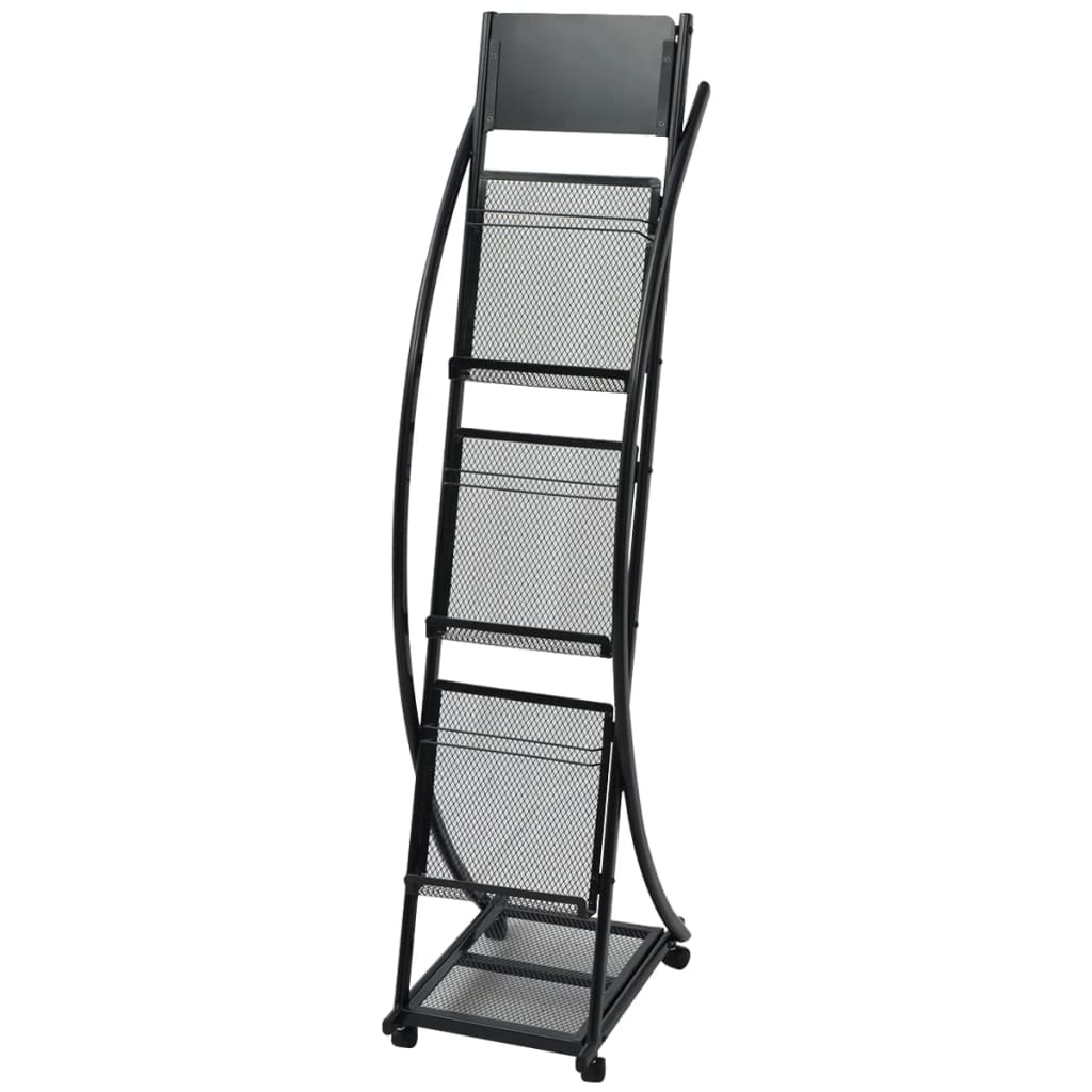 Magazine Rack 40x32x131 cm Black A4 - Merkel Designers