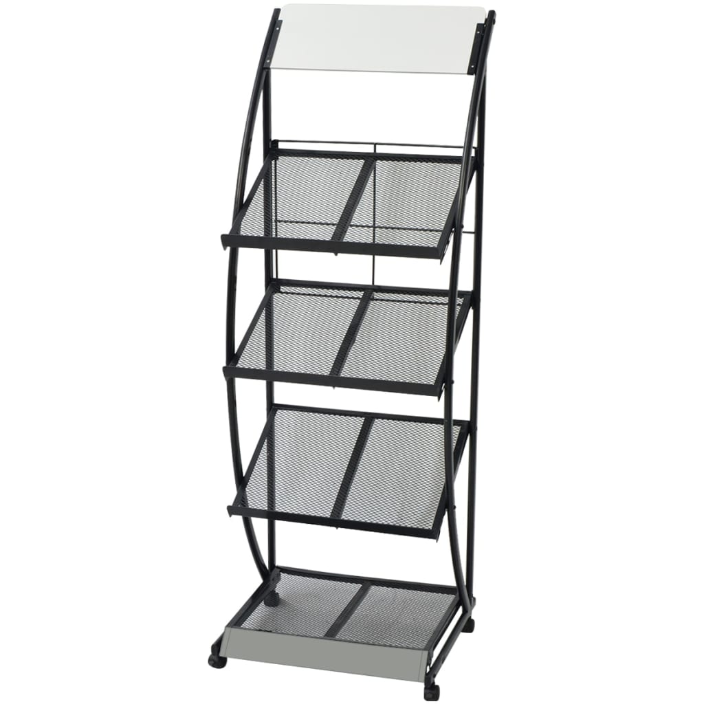 Magazine Rack 47x40x134 cm Black and White A4 - Decor Base