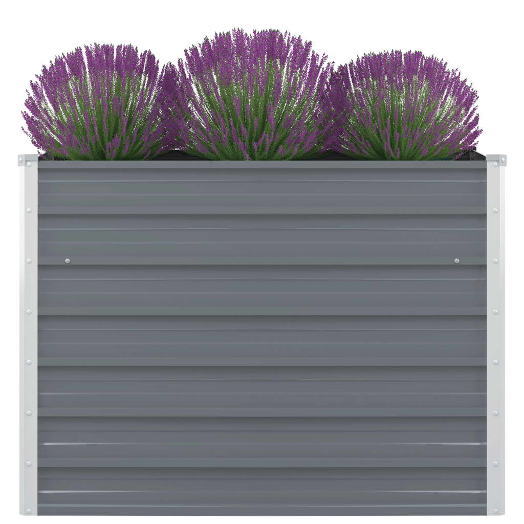 Raised Garden Bed 100x100x77 cm Galvanised Steel Grey - Direct Imports