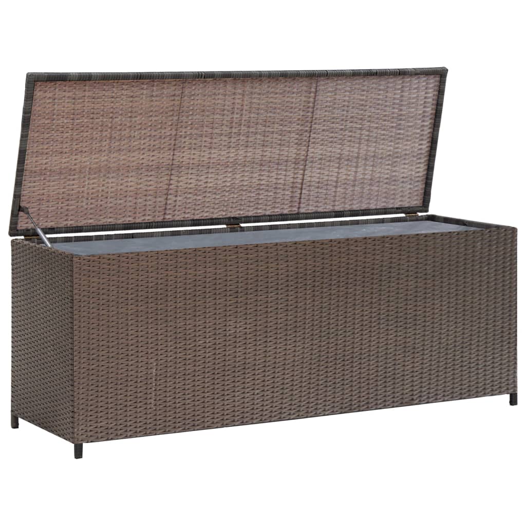 Garden Storage Box Brown 120x50x60 cm Poly Rattan - Discount Dealers