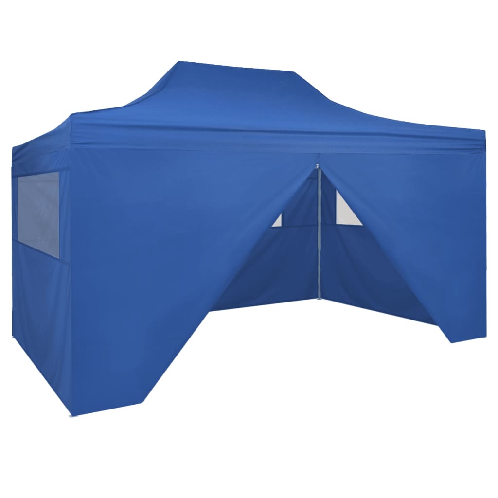 Foldable Tent Pop-Up with 4 Side Walls 3x4.5 m Blue - Tyrell & Tyrell