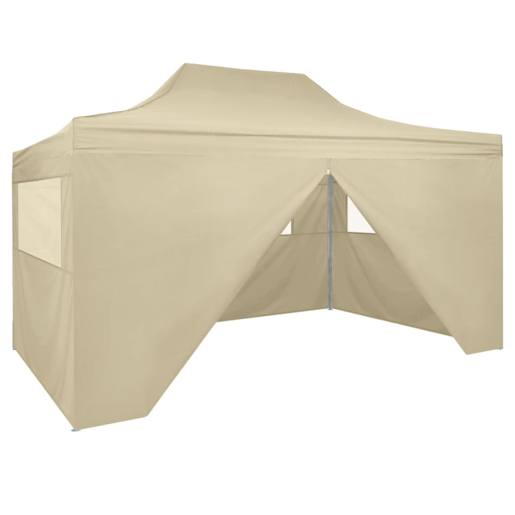 Foldable Tent Pop-Up with 4 Side Walls 3x4.5 m Cream White - Sid & Sam