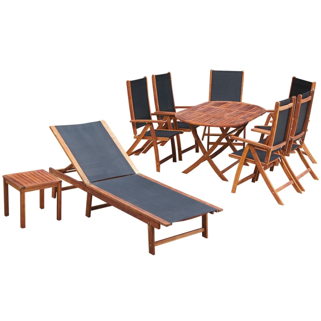 9 Piece Outdoor Dining Set with Cushions Solid Acacia Wood - Tyrell & Tyrell