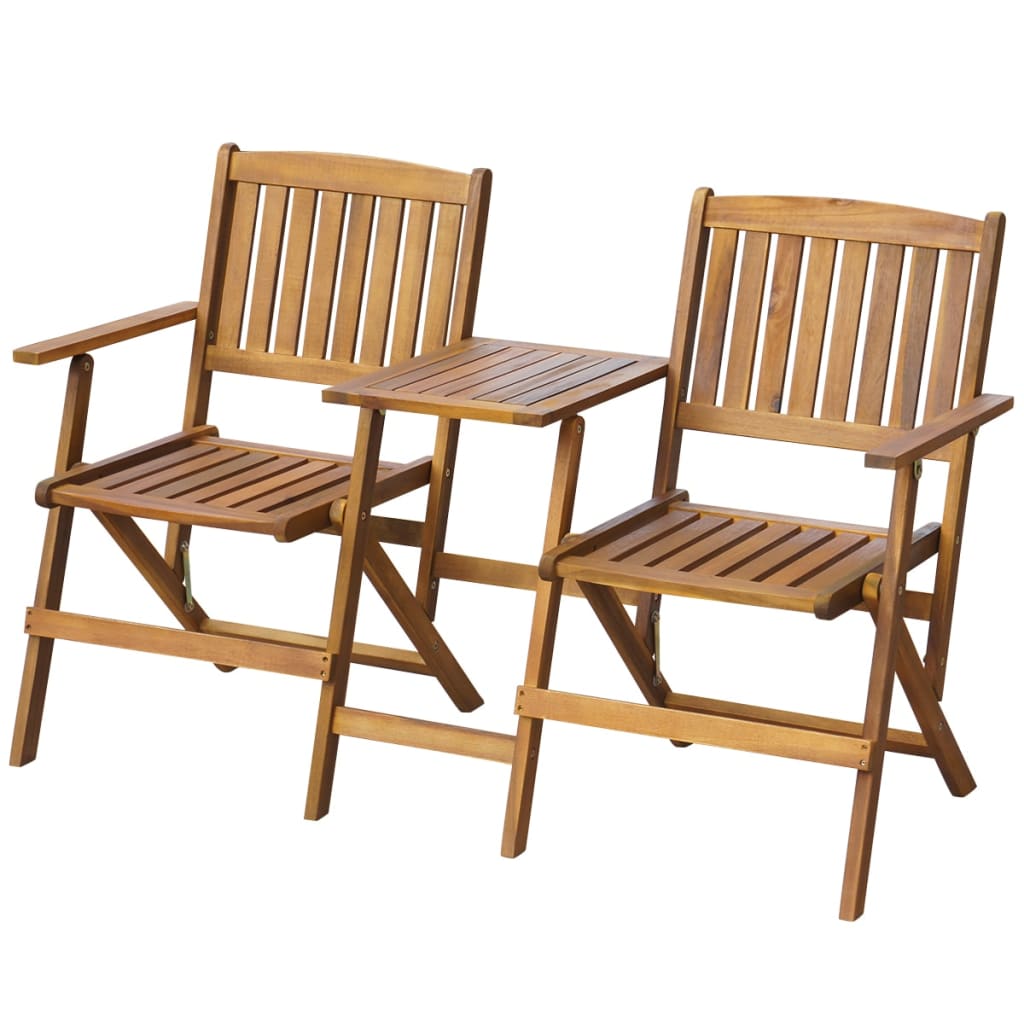 Folding Garden Bench with Tea Table 140 cm Solid Acacia Wood - The Home Maker