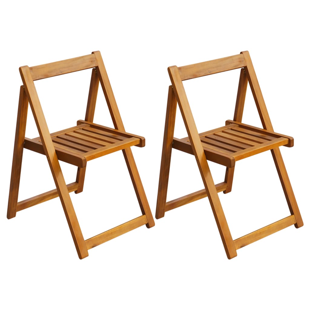 Folding Garden Chairs 2 pcs Solid Acacia Wood - Merlin Deals