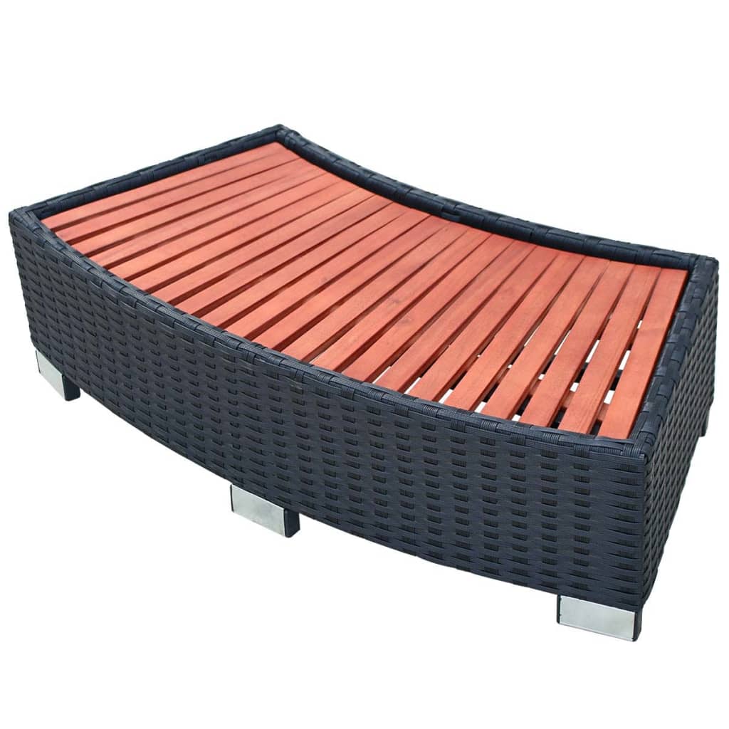 Spa Step Poly Rattan 92x45x25 cm Black - Design Hut