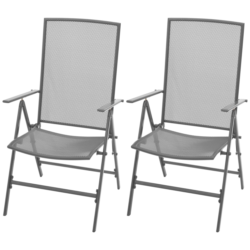 Stackable Garden Chairs 2 pcs Steel Grey - Style and Chic