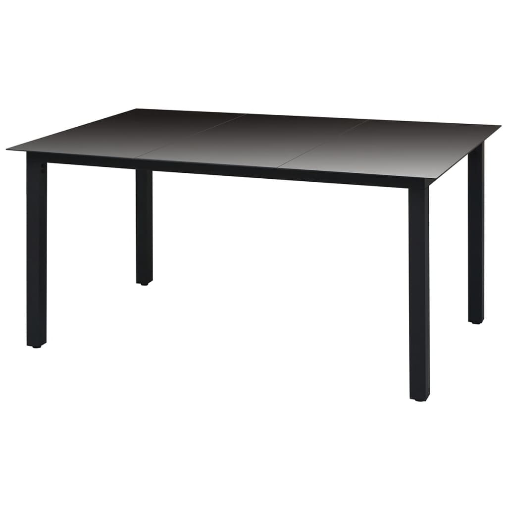 Garden Table Black 150x90x74 cm Aluminium and Glass - R and M Furniture