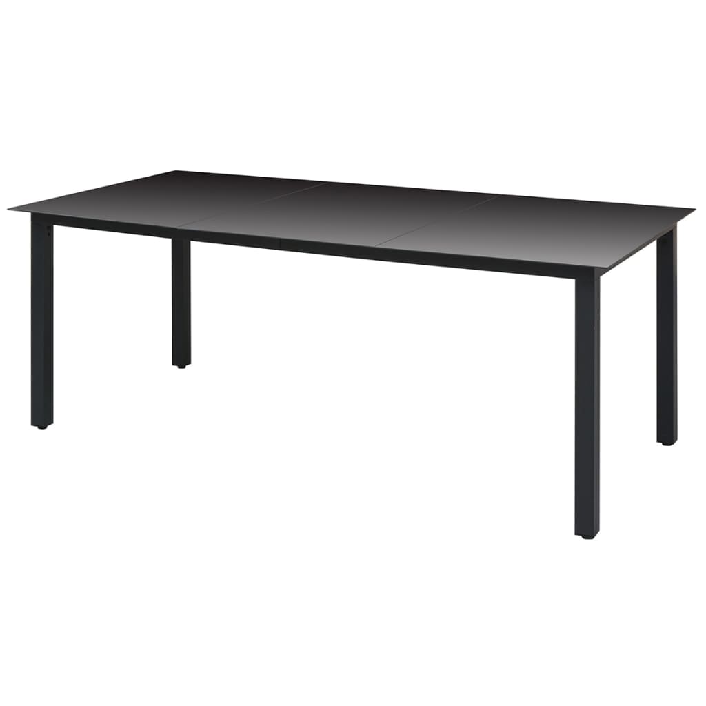 Garden Table Black 190x90x74 cm Aluminium and Glass - Design Hut