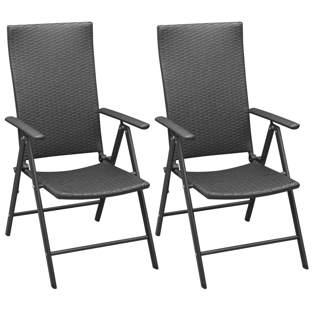 Stackable Garden Chairs 2 pcs Poly Rattan Black - Design Hut
