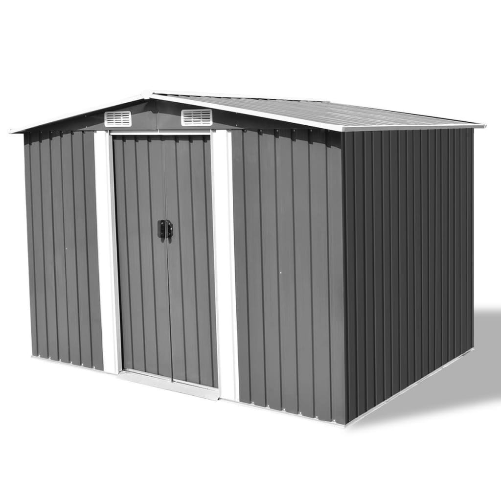 Garden Storage Shed Grey Metal 257x205x178 cm - Sid & Sam