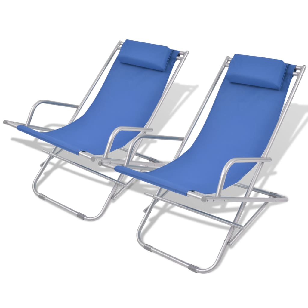 Reclining Deck Chairs 2 pcs Steel Blue - Millennium Furniture