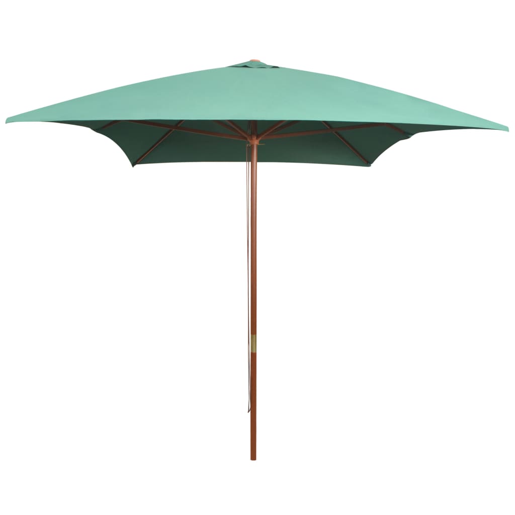 Parasol 200x300 cm Wooden Pole Green - Decor Base