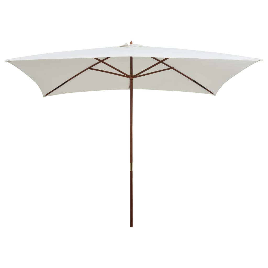 Parasol 200x300 cm Wooden Pole Cream White - Style and Chic