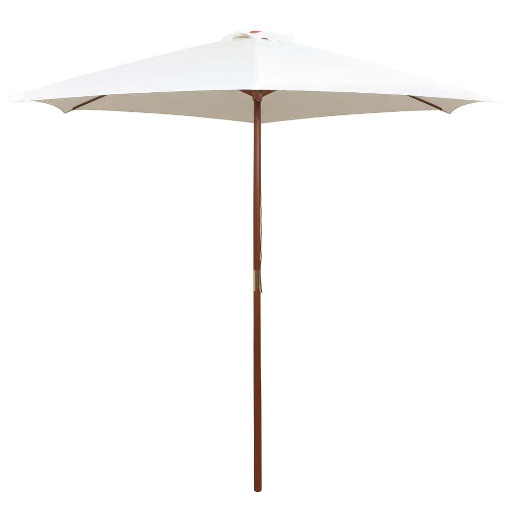 Parasol 270x270 cm Wooden Pole Cream White - Design Hut