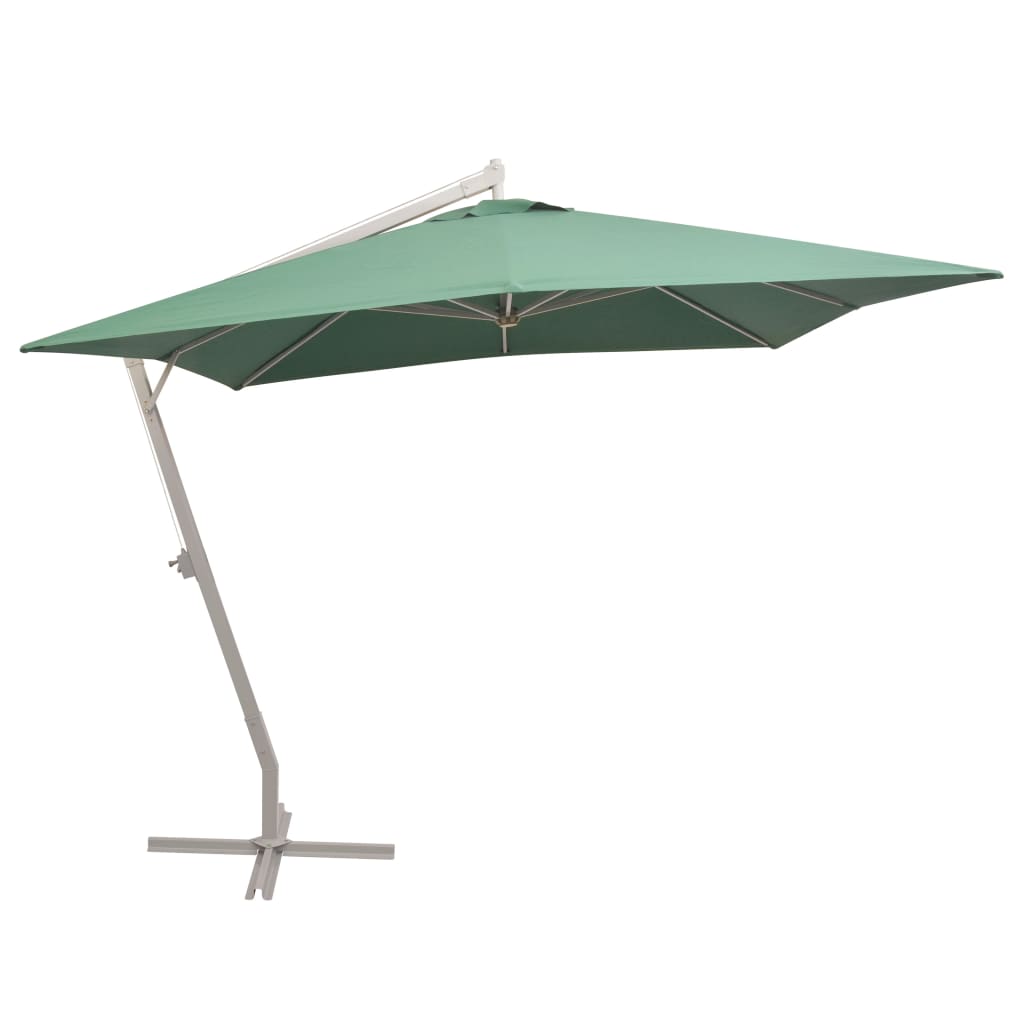 Hanging Parasol 300x300 cm Green Aluminium Pole - Tyrell & Tyrell