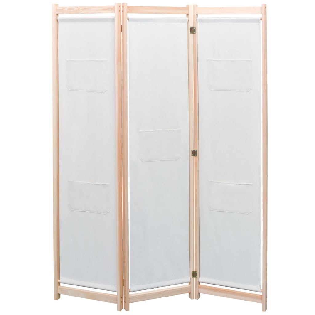 3-Panel Room Divider Cream 120x170x4 cm Fabric - Millennium Furniture