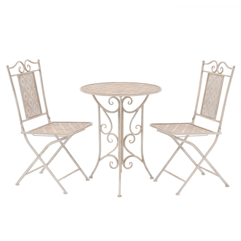 3 Piece Bistro Set Steel White - Tyrell & Tyrell