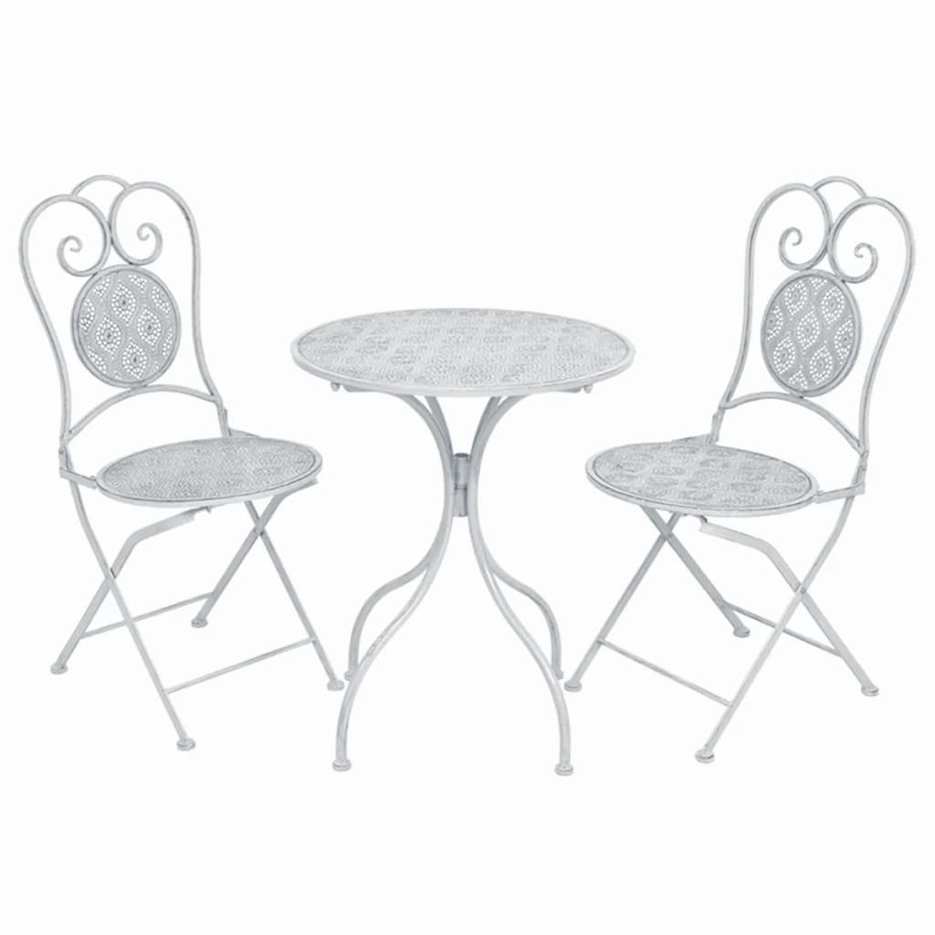 3 Piece Bistro Set Steel Greyish White - Millennium Furniture