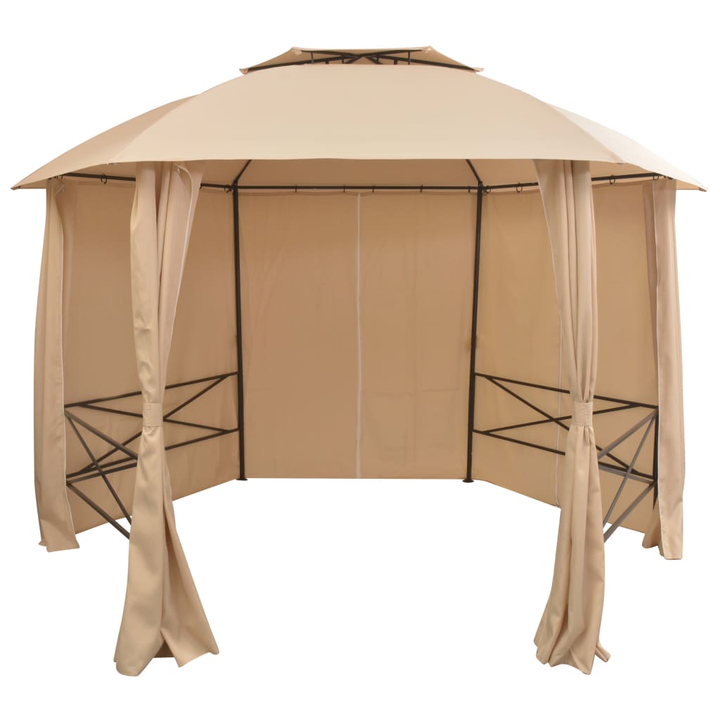 Garden Marquee Pavilion Tent with Curtains Hexagonal 360x265 cm - Discount Dealers