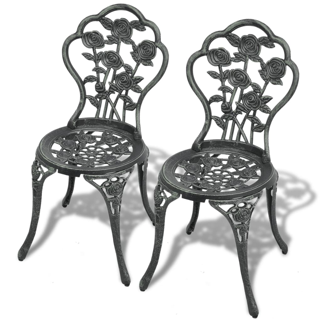 Bistro Chairs 2 Pieces Cast Aluminium Green - Direct Imports