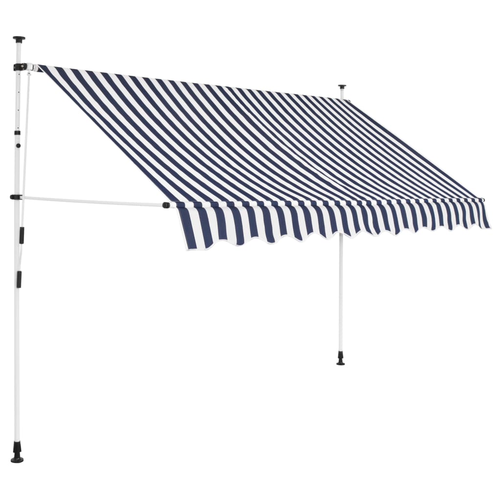 Manual Retractable Awning 250 cm Blue and White Stripes - R and M Furniture