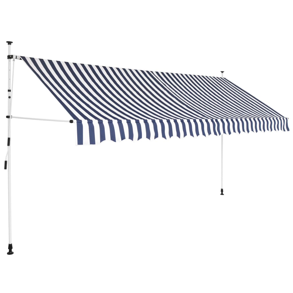Manual Retractable Awning 350 cm Blue and White Stripes - R and M Furniture