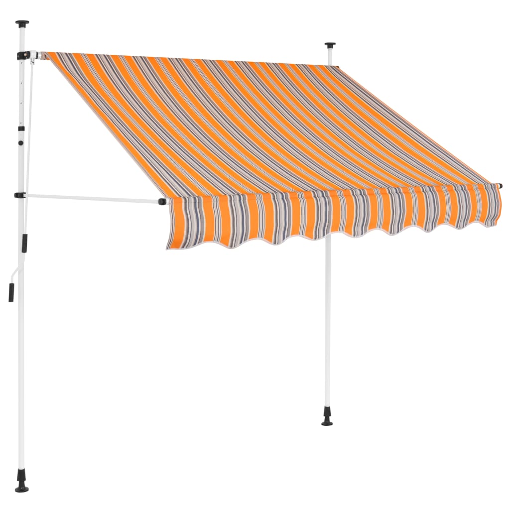 Manual Retractable Awning 150 cm Yellow and Blue Stripes - Decor Base