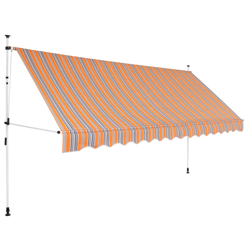 Manual Retractable Awning 350 cm Yellow and Blue Stripes - Design Hut