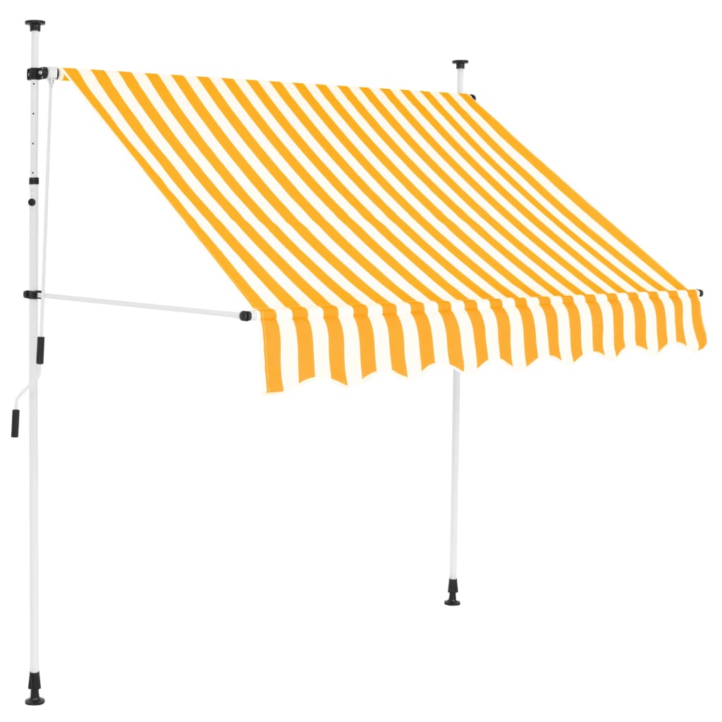 Manual Retractable Awning 200 cm Orange and White Stripes - Unbeatable Bargains