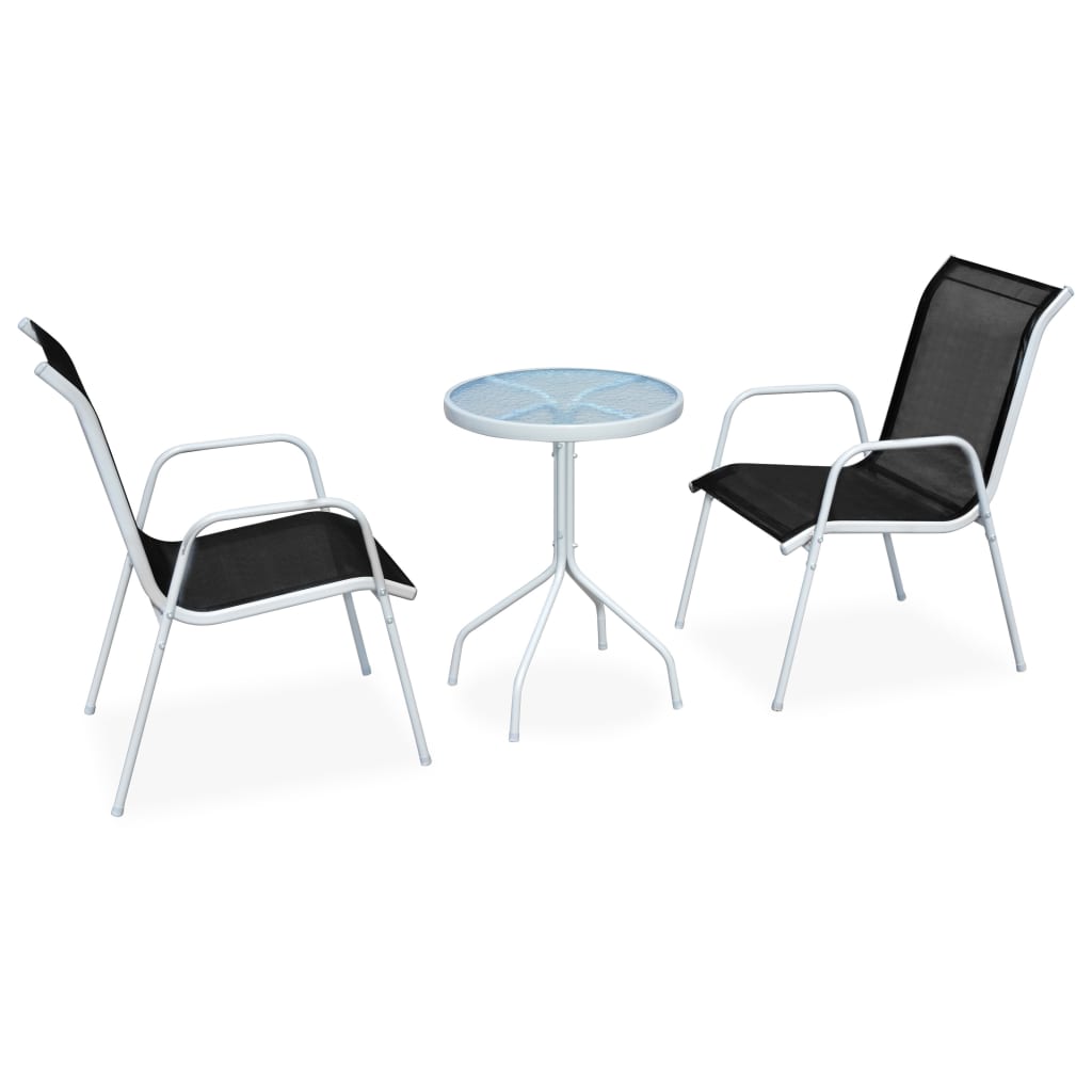 3 Piece Bistro Set Steel Black - Unbeatable Bargains