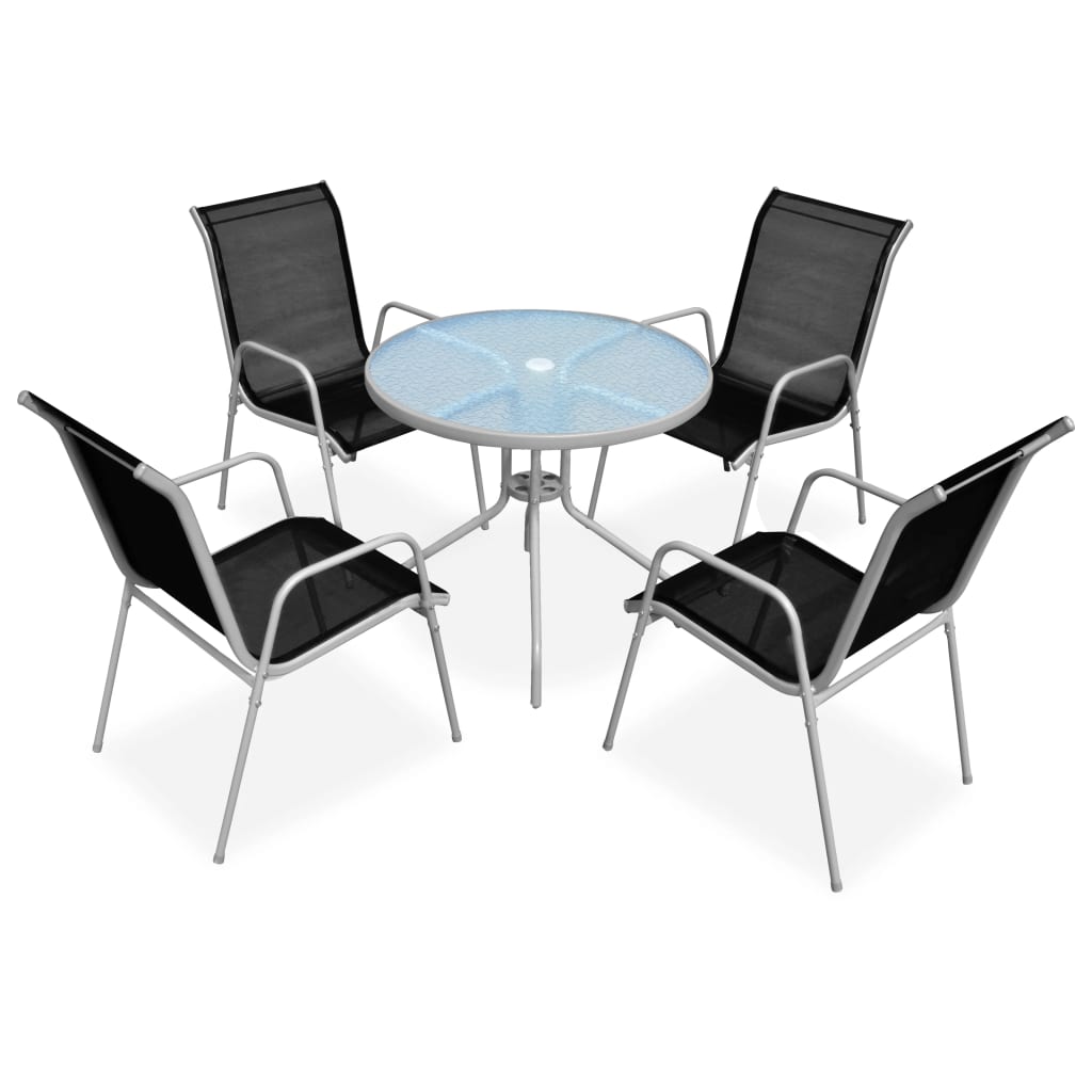 5 Piece Outdoor Dining Set Steel Black - The Home Maker