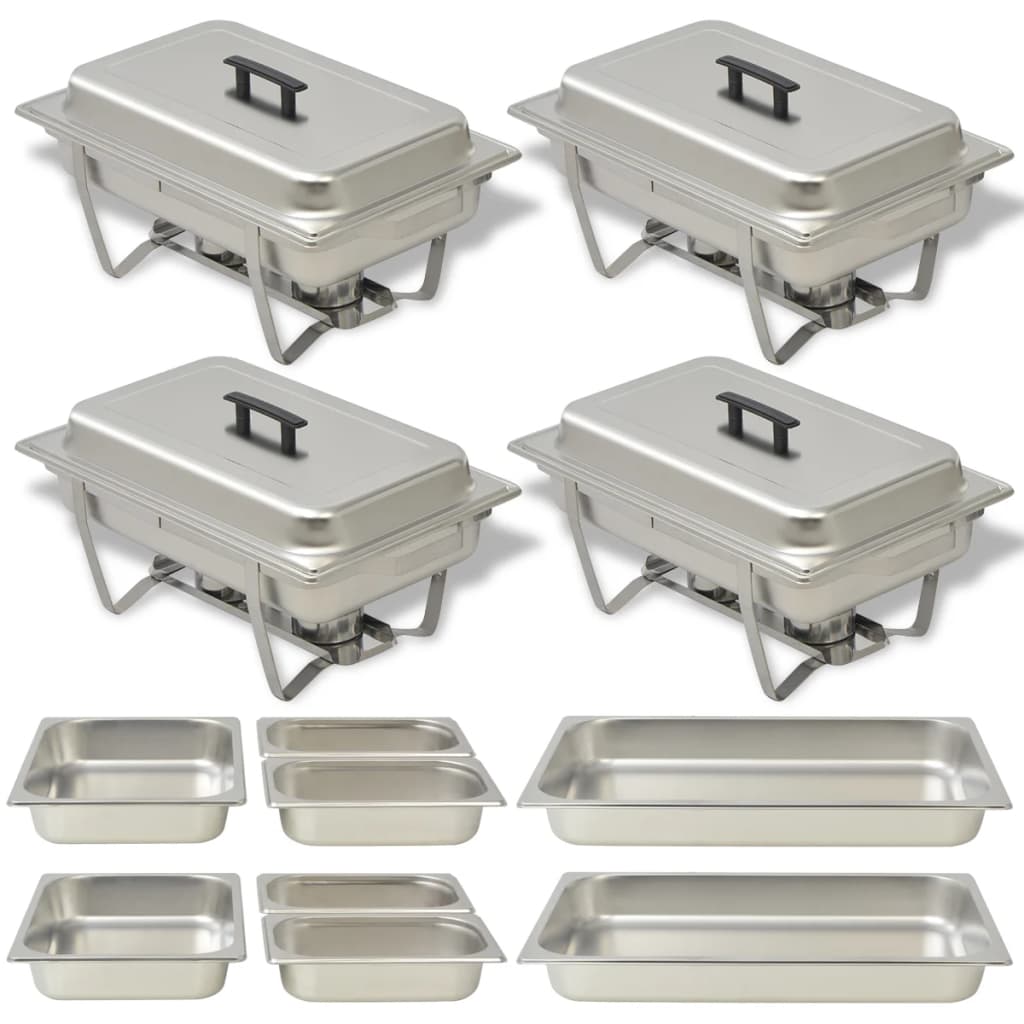4 Piece Chafing Dish Set Stainless Steel - Direct Imports