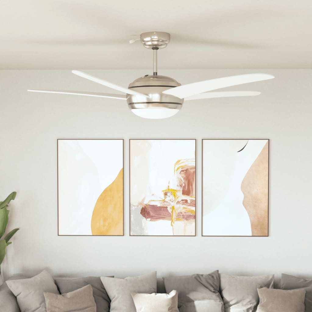 Ornate Ceiling Fan with Light 128 cm White - Discount Dealers