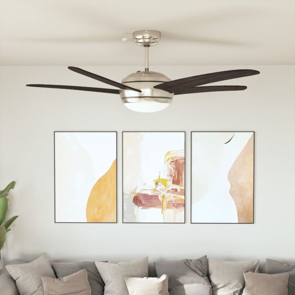 Ornate Ceiling Fan with Light 128 cm Brown - R and M Furniture