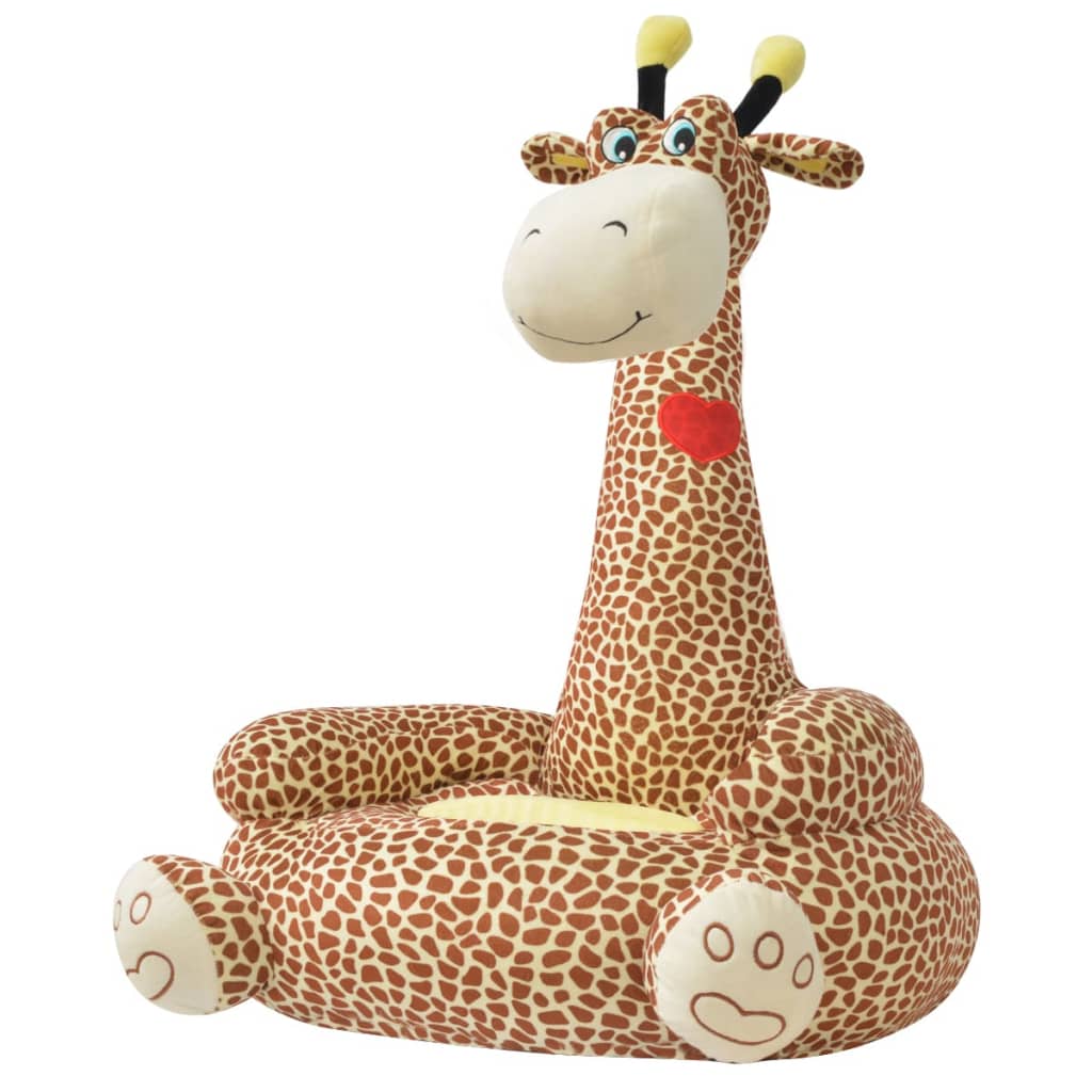 Plush Children's Chair Giraffe Brown - Direct Imports