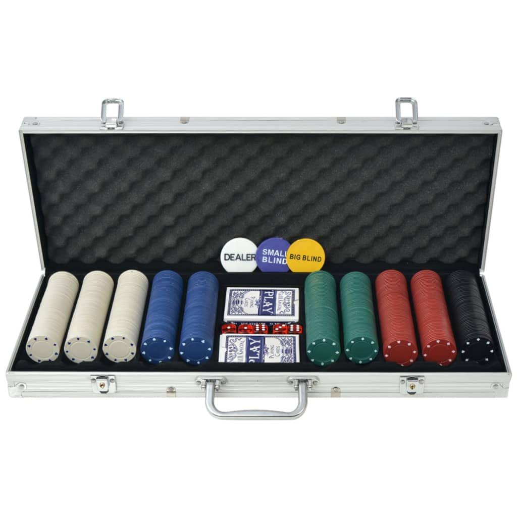 Poker Set with 500 Chips Aluminium - Style and Chic