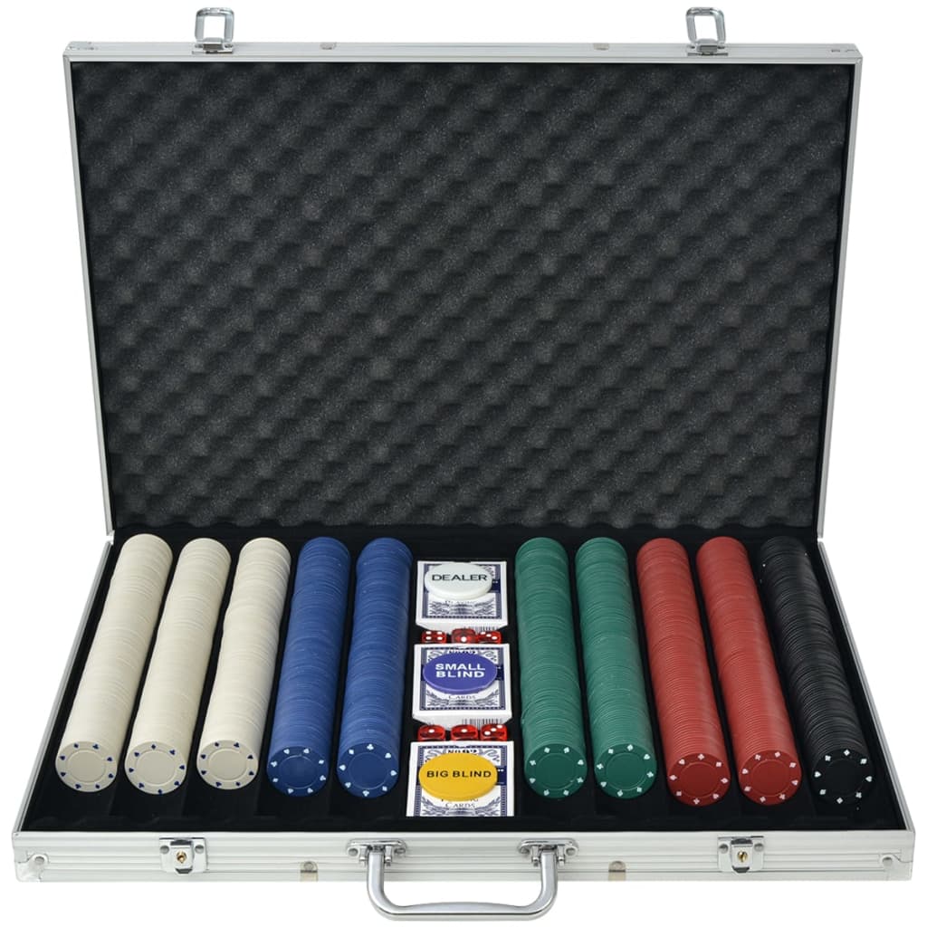 Poker Set with 1000 Chips Aluminium - R and M Furniture