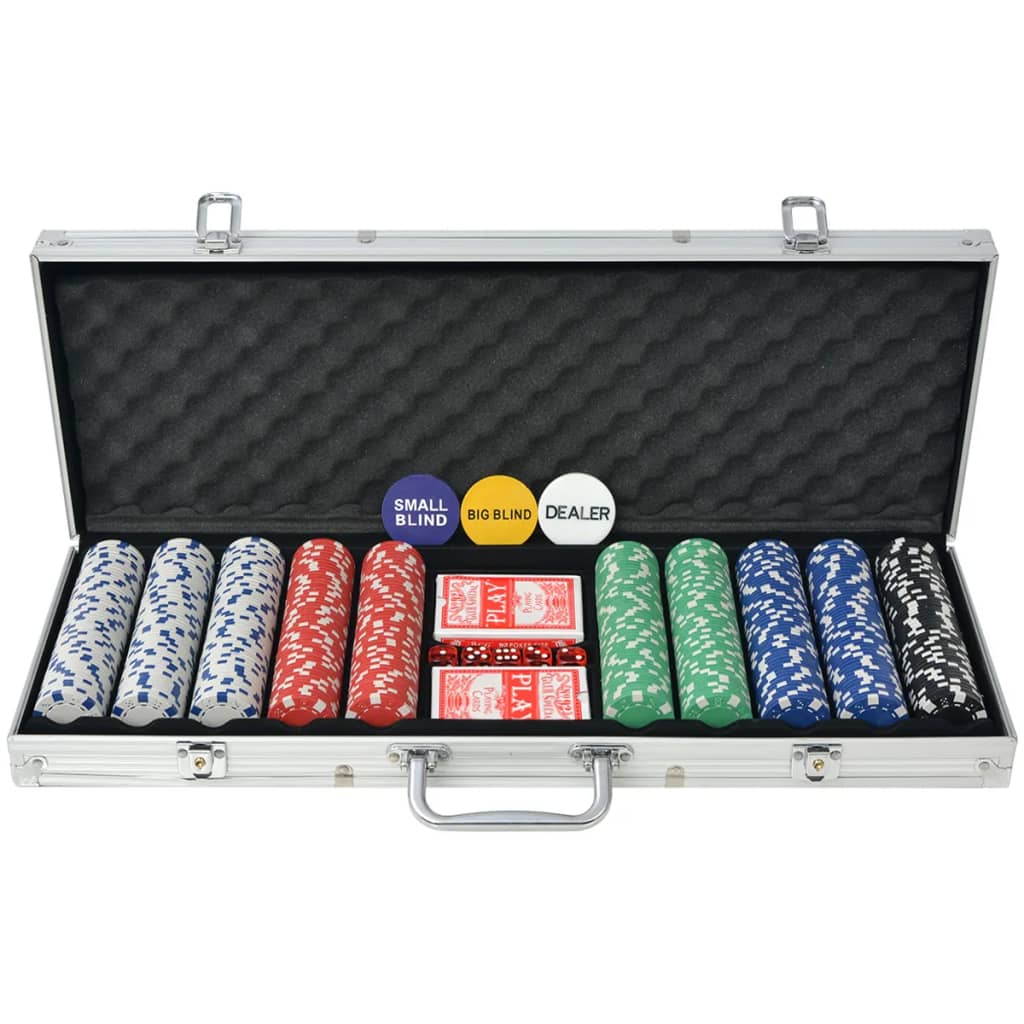 Poker Set with 500 Chips Aluminium - Style and Chic