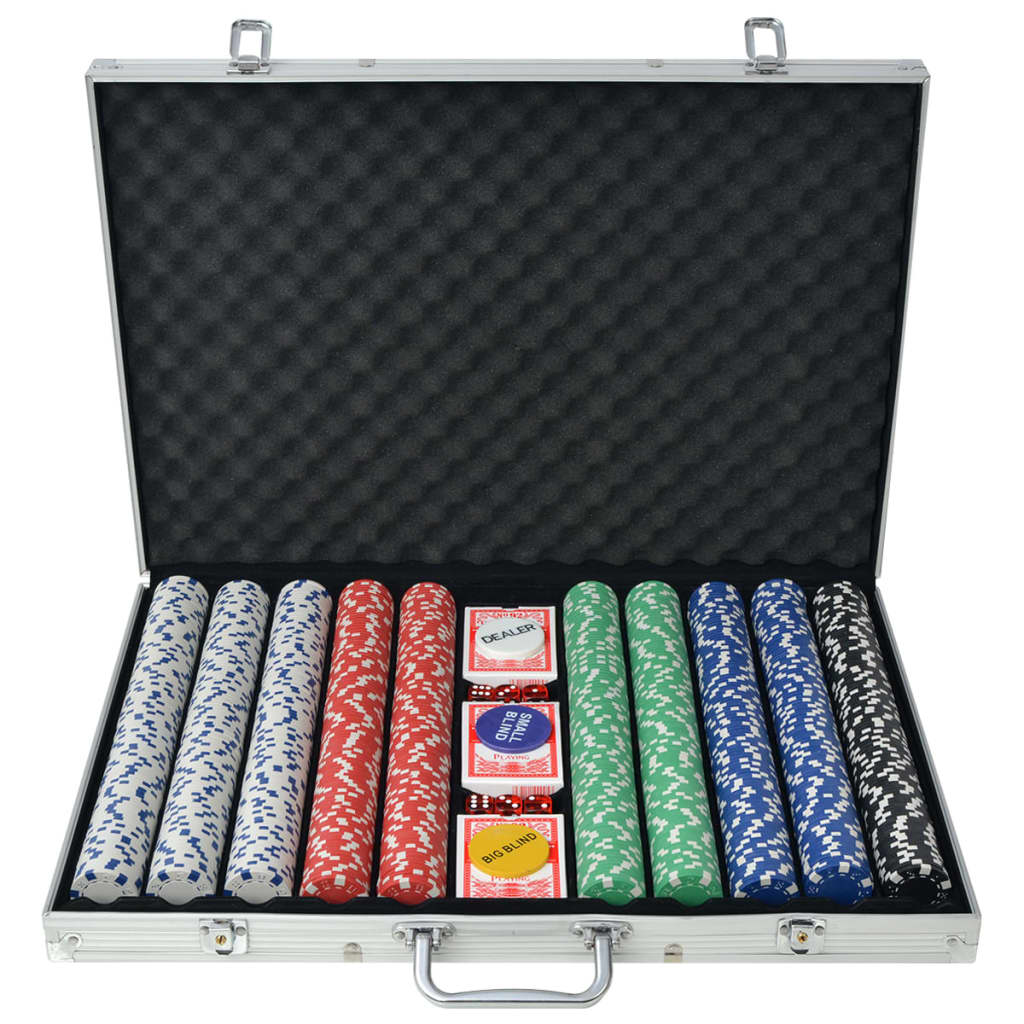 Poker Set with 1000 Chips Aluminium - R and M Furniture