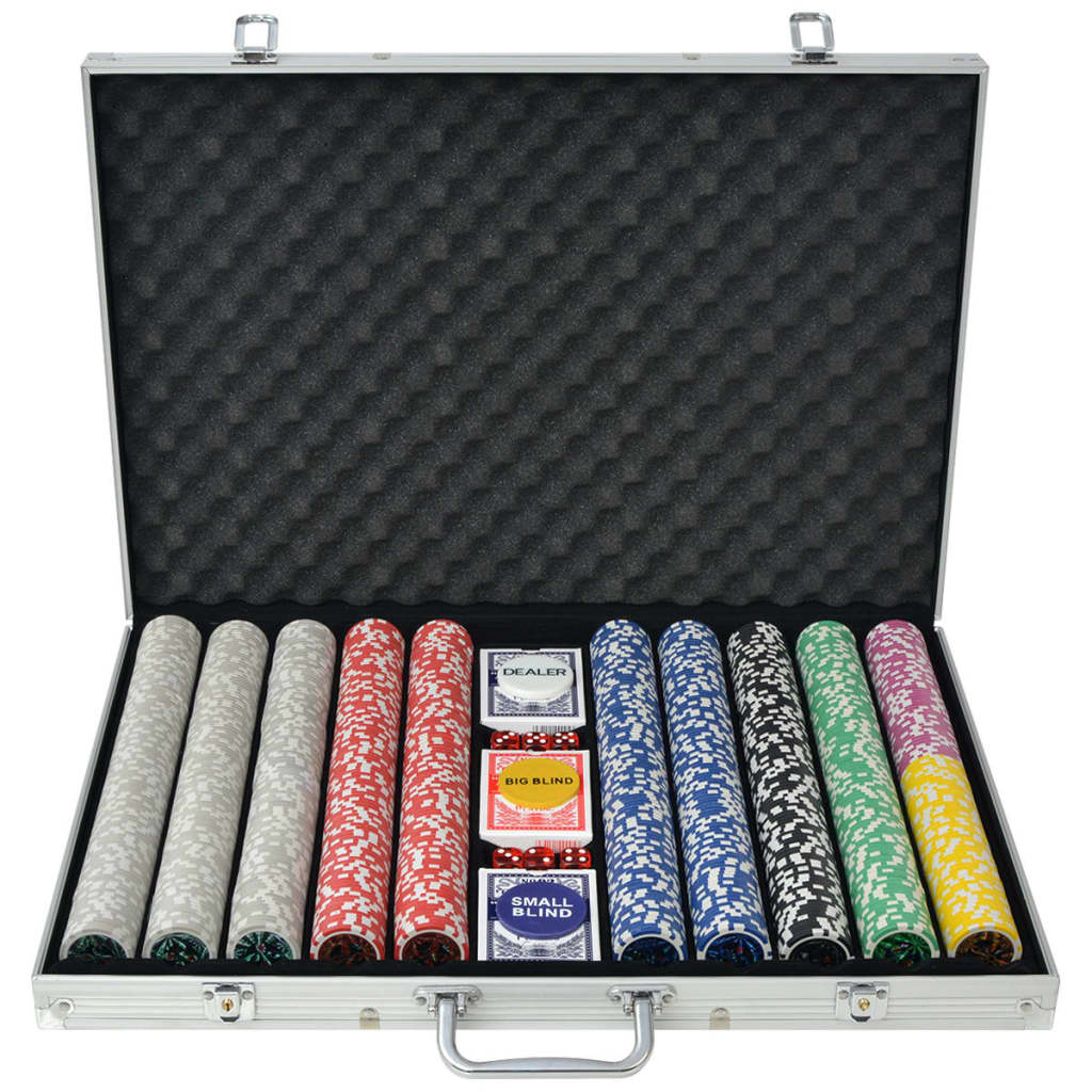 Poker Set with 1000 Laser Chips Aluminium - Decor Base