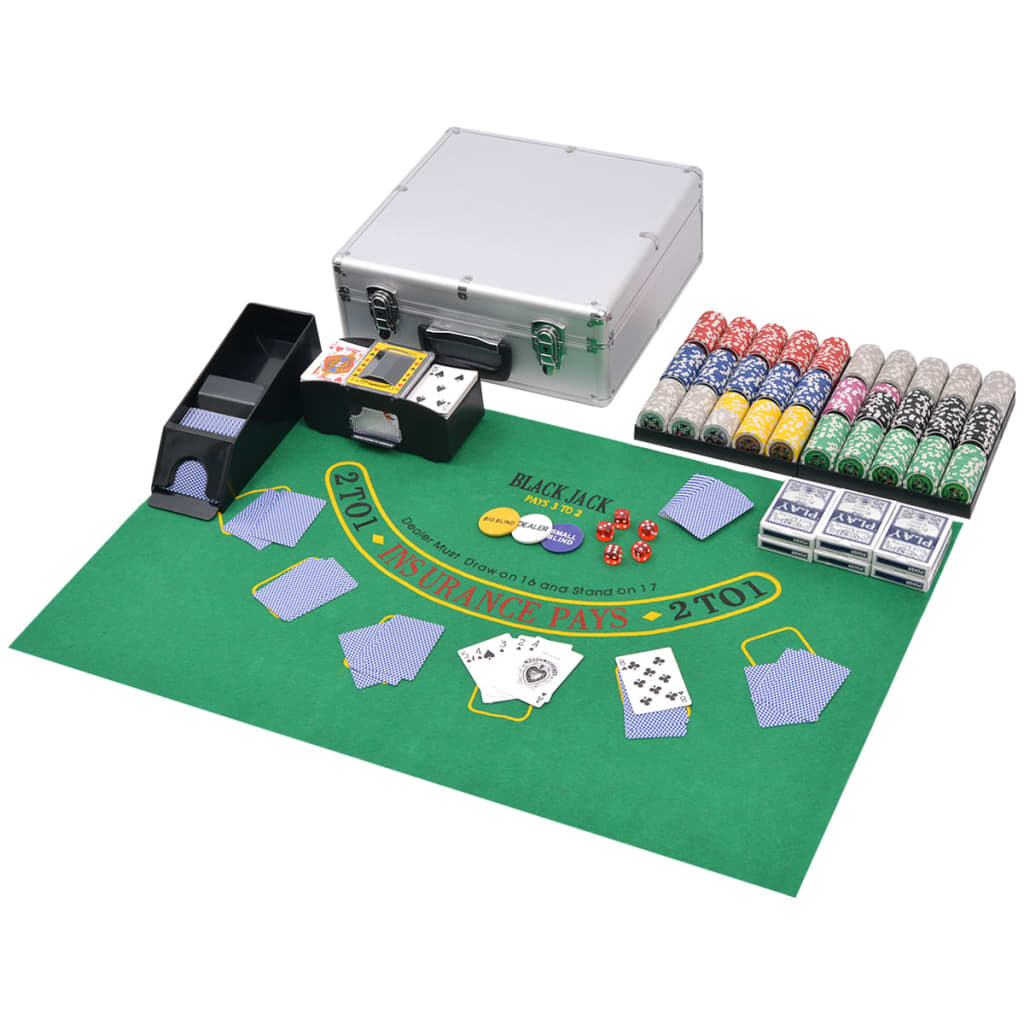 Combine Poker/Blackjack Set with 600 Laser Chips Aluminium - Unbeatable Bargains